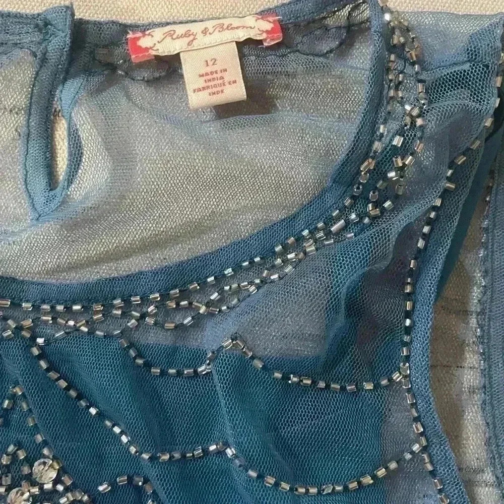🆕Ruby & Bloom Tulle And Beaded Top Tunic Size 12 - Picture 3 of 9